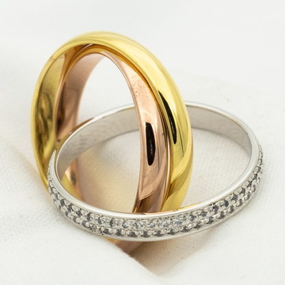 [Shinejoy Jewelry]TRINITY RING GOLD PINK GOLD SILVER DIAMONDS