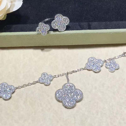 [Shinejoy]CLOVER 6 MOTIFS SILVER DIAMOND BRACELET