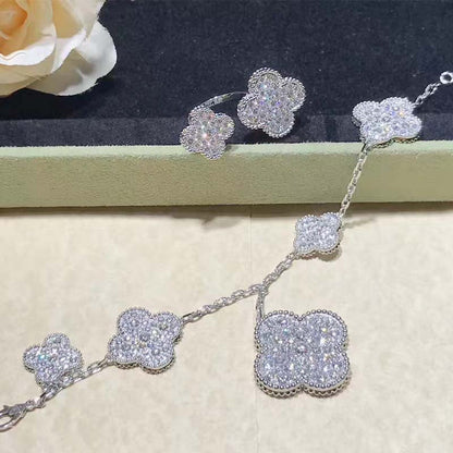 [Shinejoy]CLOVER 6 MOTIFS SILVER DIAMOND BRACELET
