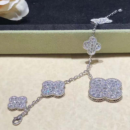 [Shinejoy]CLOVER 6 MOTIFS SILVER DIAMOND BRACELET