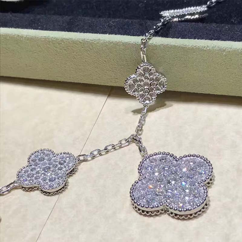 [Shinejoy]CLOVER 6 MOTIFS SILVER DIAMOND BRACELET