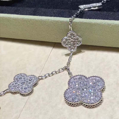 [Shinejoy]CLOVER 6 MOTIFS SILVER DIAMOND BRACELET