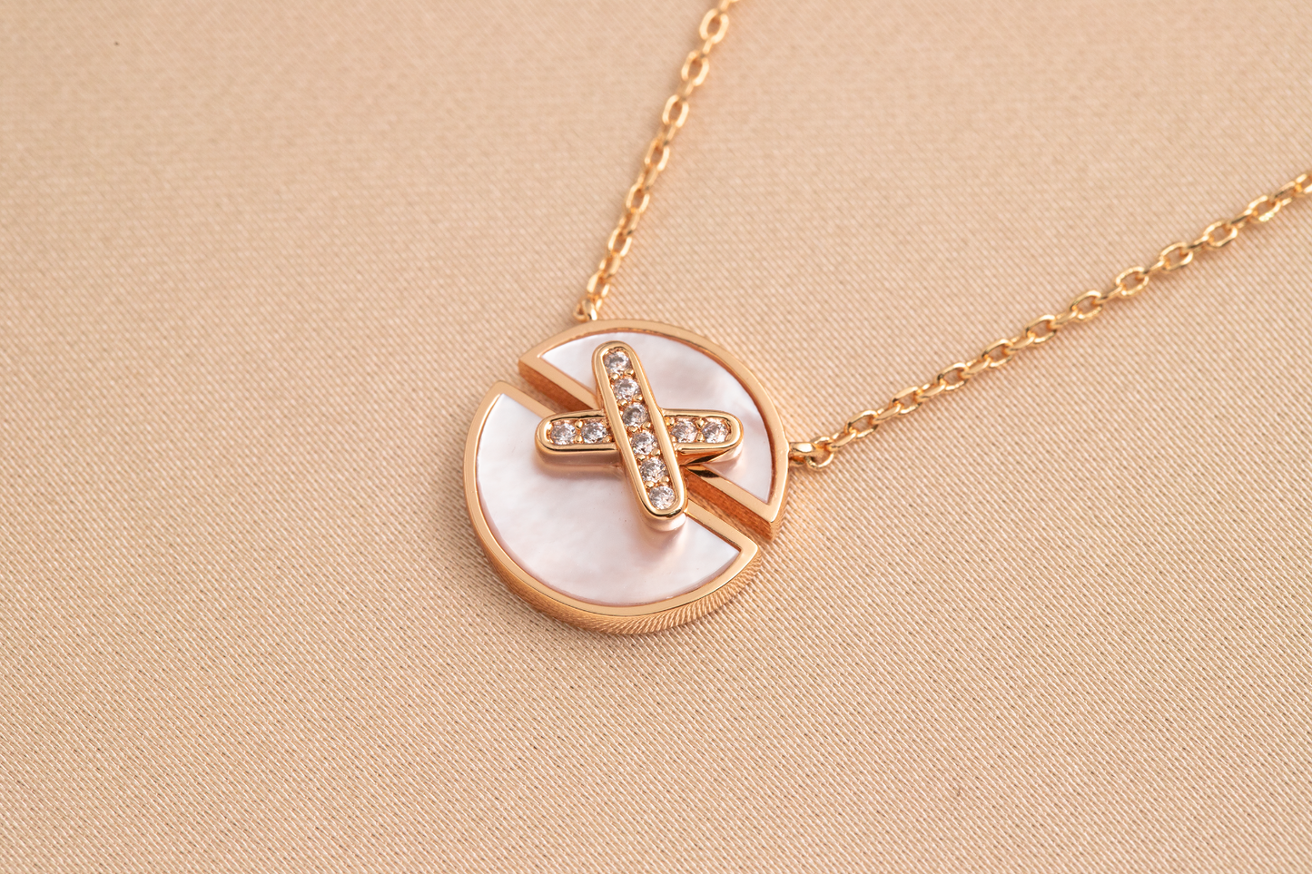 [Shinejoy]JEUX DE PINK GOLD DIAMOND NECKLACE