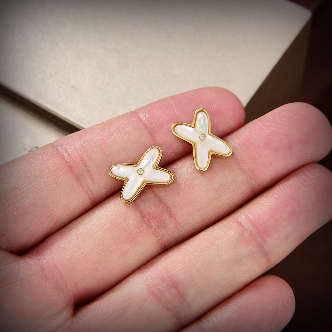 [Shinejoy]JEUX DE WHITE MOP GOLD DIAMOND EARRINGS