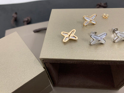 [Shinejoy]JEUX DE WHITE MOP SILVER DIAMOND EARRINGS