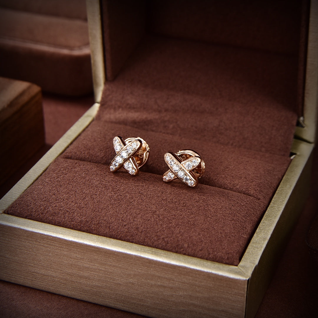 [Shinejoy]JEUX DE GOLD DIAMOND EARRINGS