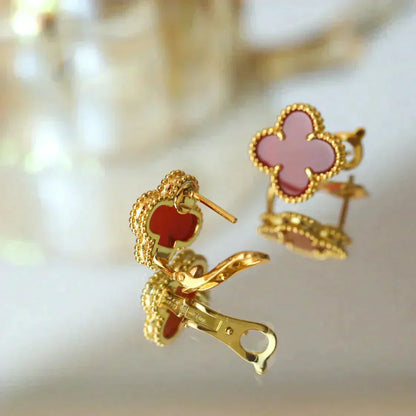 [Shinejoy]CLOVER MEDIUM 1 MOTIFS CARNELIAN  EARRINGS