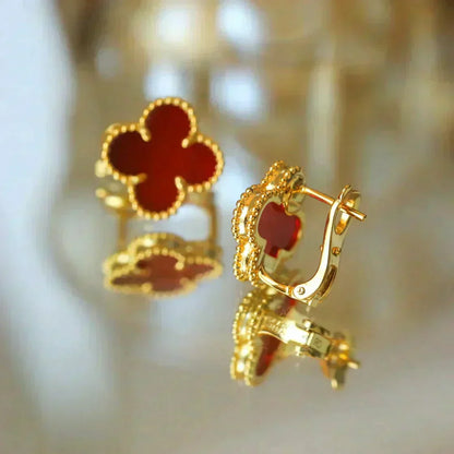 [Shinejoy]CLOVER MEDIUM 1 MOTIFS CARNELIAN  EARRINGS