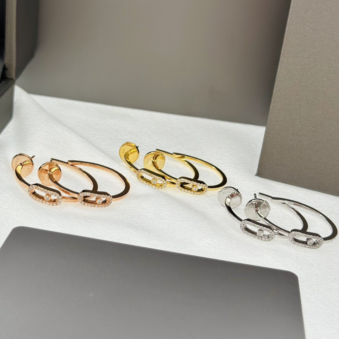 [Shinejoy]CREOLES MOVE UNO PM DIAMOND EARRINGS