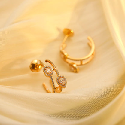 [Shinejoy]CREOLES MY TWIN 2 RANGS SILVER DIAMOND EARRINGS