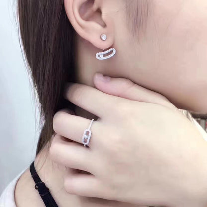 [Shinejoy]MOVE UNO SILVER DIAMOND EARRINGS