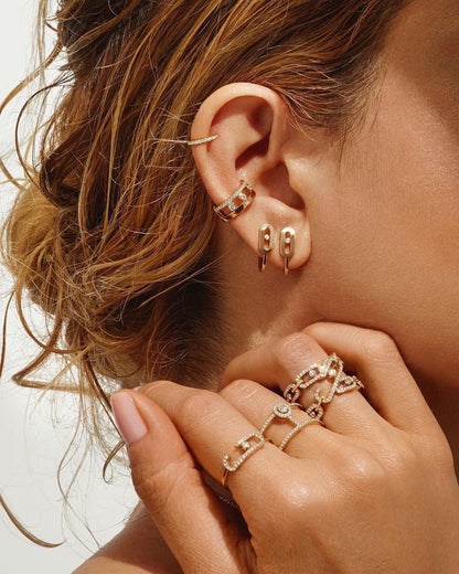 [Shinejoy]CREOLES MOVE UNO MINI 1 DIAMOND EARRINGS