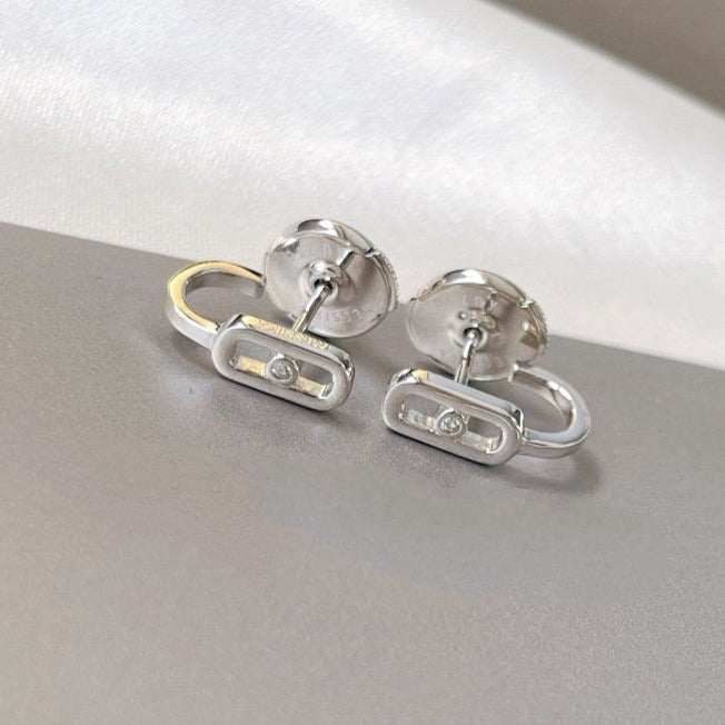 [Shinejoy]CREOLES MOVE UNO MINI 1 DIAMOND EARRINGS