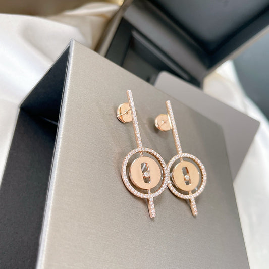 [Shinejoy]Demo MOVE ARROW PINK GOLD DIAMOND EARRINGS