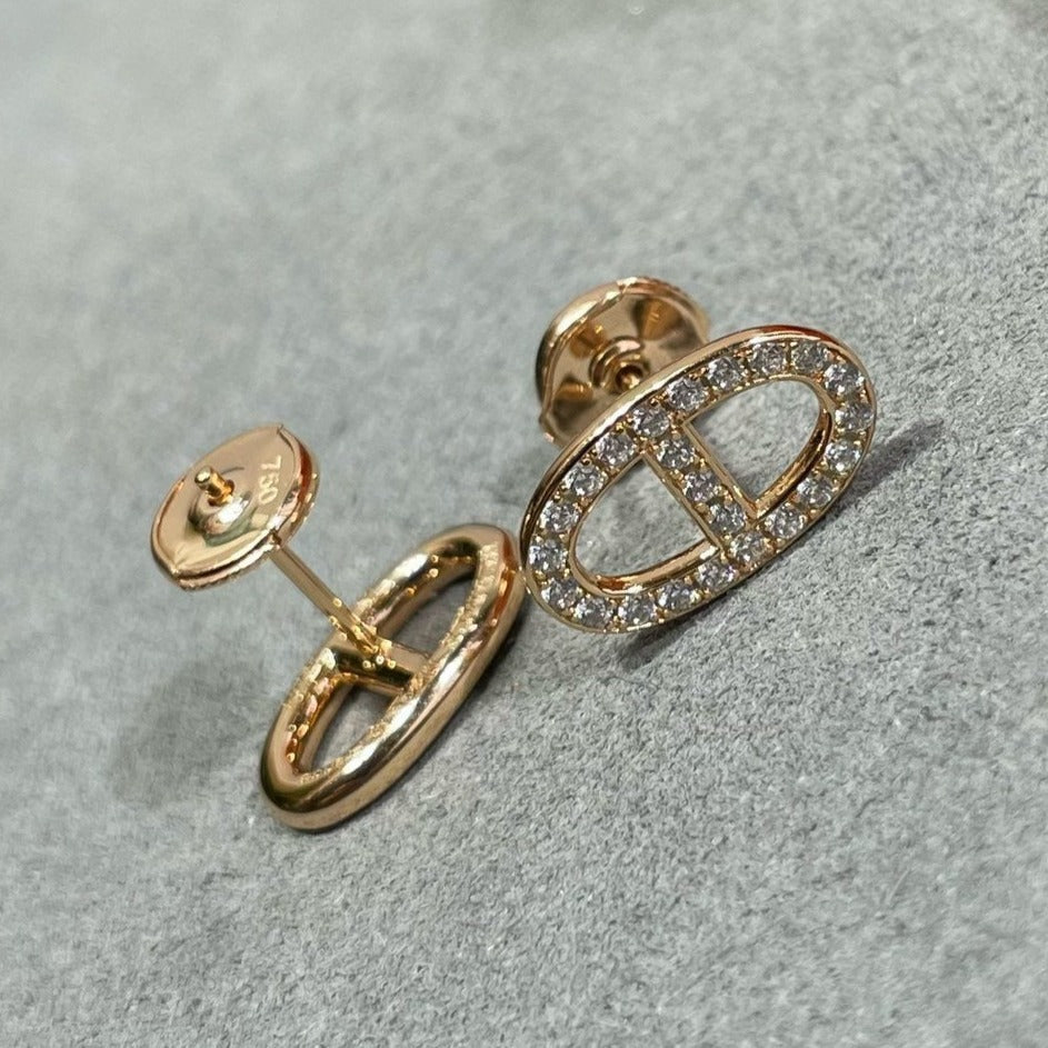 [Shinejoy]HM FULL DIAMOND PIG NOSE STUD EARRINGS