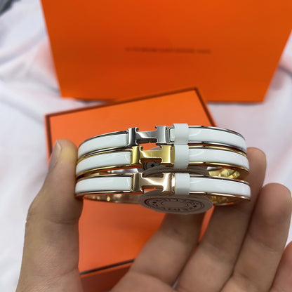 [Shinejoy]CLASSIC HM CLIC WHITE 8MM ENAMEL BRACELET