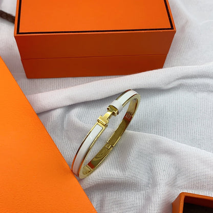 [Shinejoy]CLASSIC HM CLIC WHITE 8MM ENAMEL BRACELET
