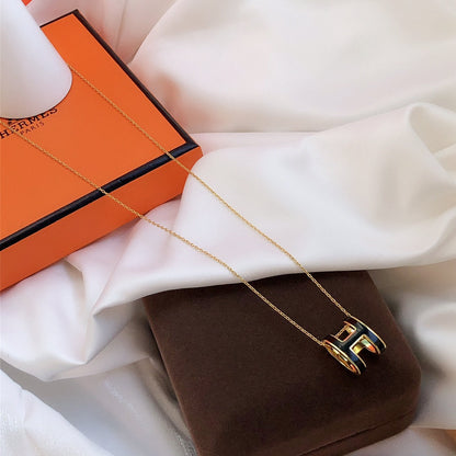 [Shinejoy]HM CLIC BLACK ENAMEL GOLD NECKLACE
