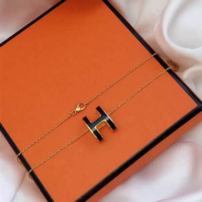 [Shinejoy]HM CLIC BLACK ENAMEL GOLD NECKLACE