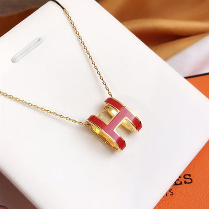 [Shinejoy]HM CLIC RED ENAMEL GOLD NECKLACE