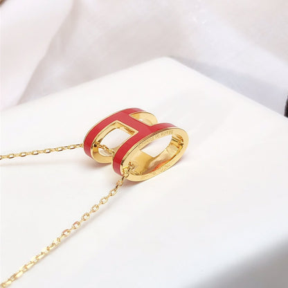 [Shinejoy]HM CLIC RED ENAMEL GOLD NECKLACE