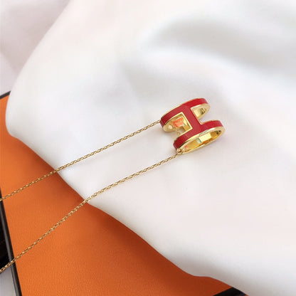 [Shinejoy]HM CLIC RED ENAMEL GOLD NECKLACE