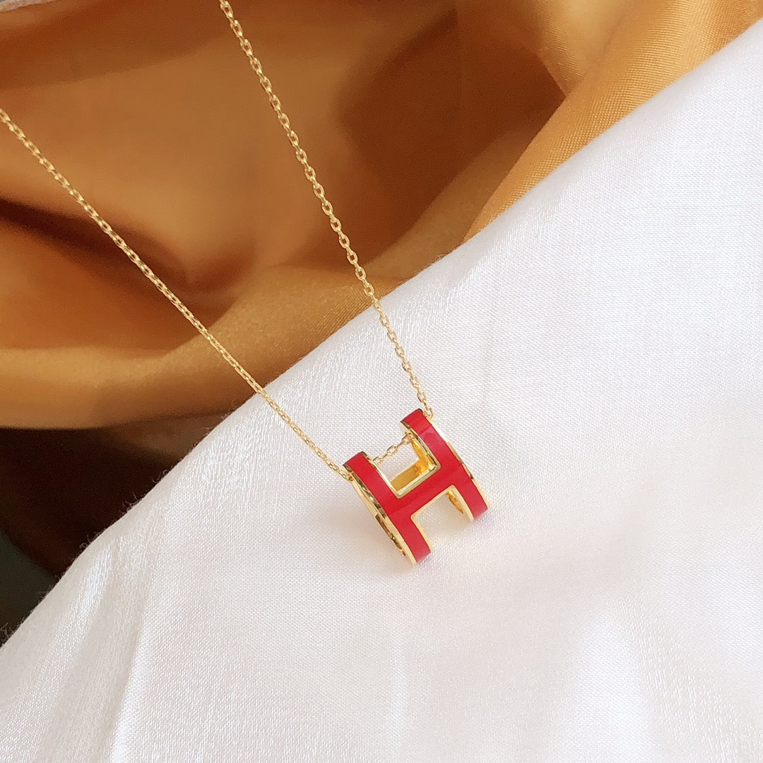 [Shinejoy]HM CLIC RED ENAMEL GOLD NECKLACE