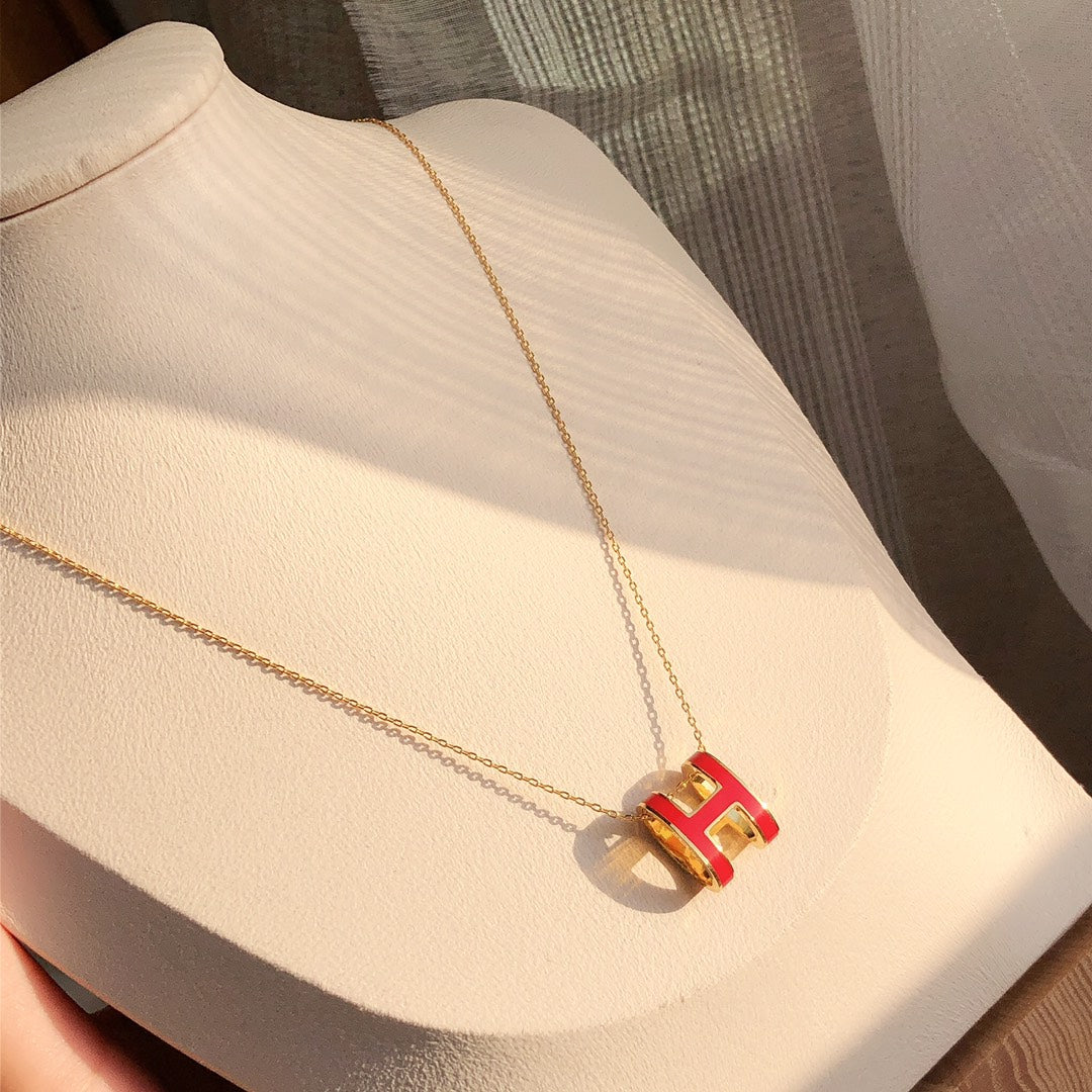 [Shinejoy]HM CLIC RED ENAMEL GOLD NECKLACE