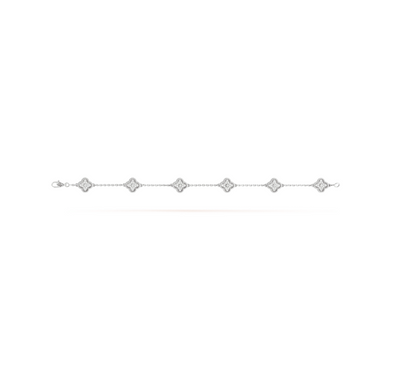 [Shinejoy]CLOVER 6 MOTIF SILVER DIAMOND BRACELET