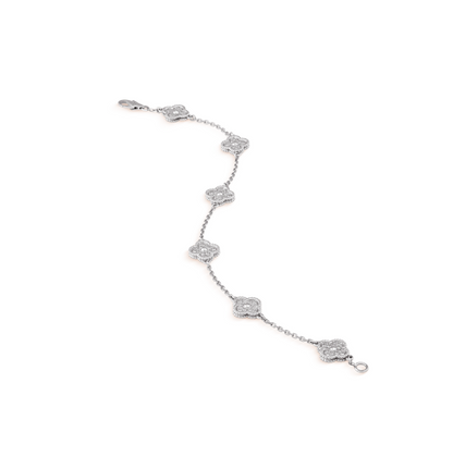 [Shinejoy]CLOVER 6 MOTIF SILVER DIAMOND BRACELET