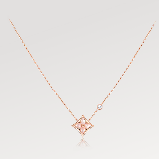 [Shinejoy]STAR PINK MOP 1 DIAMOND PINK GOLD NECKLACE