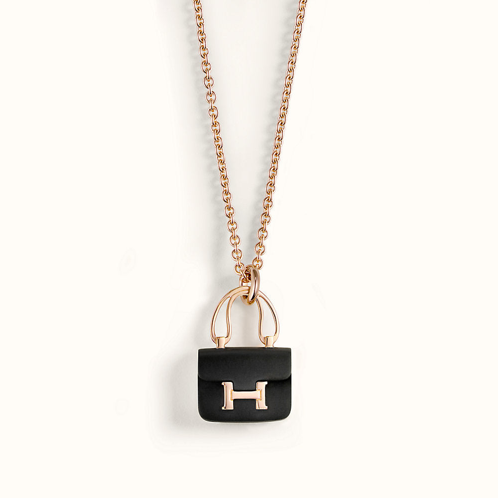 [Shinejoy]CONSTANCE BLACK PEDANT PINK GOLD NECKLACE