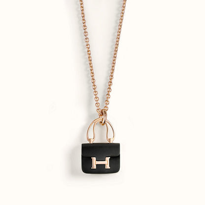 [Shinejoy]CONSTANCE BLACK PEDANT PINK GOLD NECKLACE