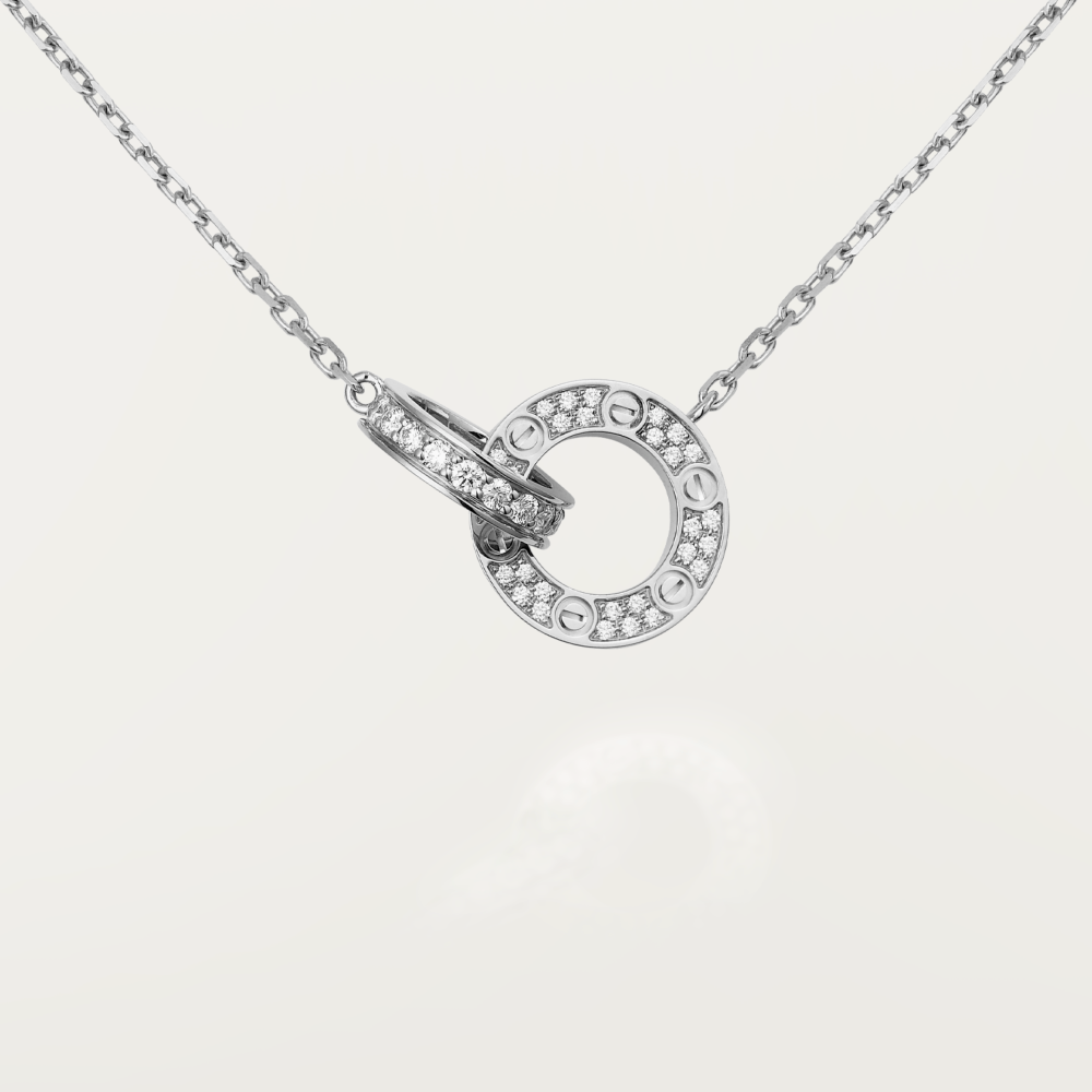 [Shinejoy]LOVE 7.6MM NECKLACE Shinejoy GOLD AND SILVER  FULL DIAMOND