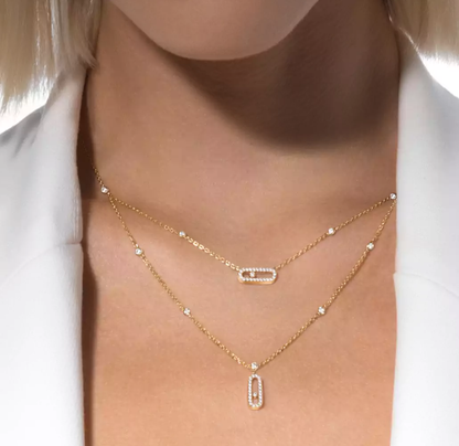 [Shinejoy]MS Double-Circle Full-Diamond Necklace
