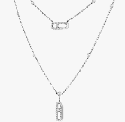 [Shinejoy]MS Double-Circle Full-Diamond Necklace