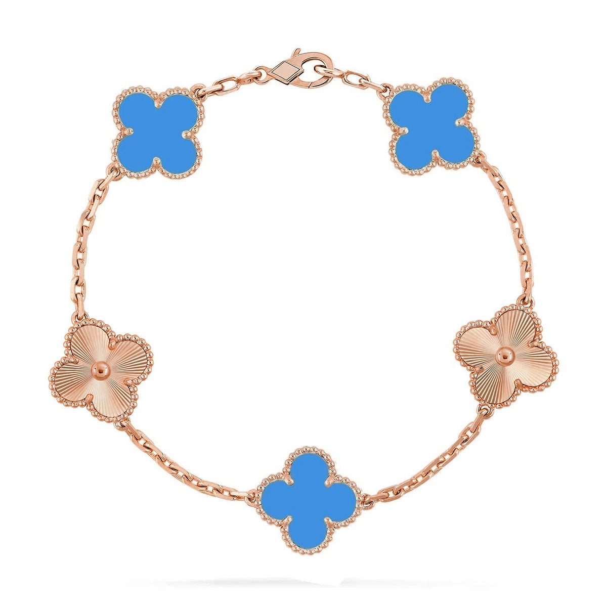 [Shinejoy] CLOVER 5 MOTIF BLUE AGATE BRACELET COLLECTION