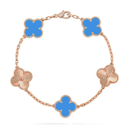 [Shinejoy] CLOVER 5 MOTIF BLUE AGATE BRACELET COLLECTION