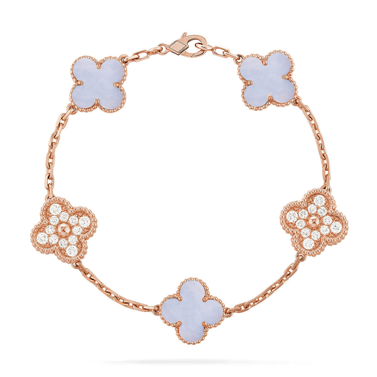 [Shinejoy] CLOVER 5 MOTIF PURPLE CHALCEDONY BRACELET COLLECTION