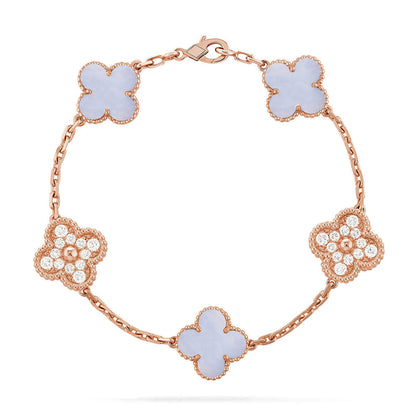[Shinejoy] CLOVER 5 MOTIF PURPLE CHALCEDONY BRACELET COLLECTION