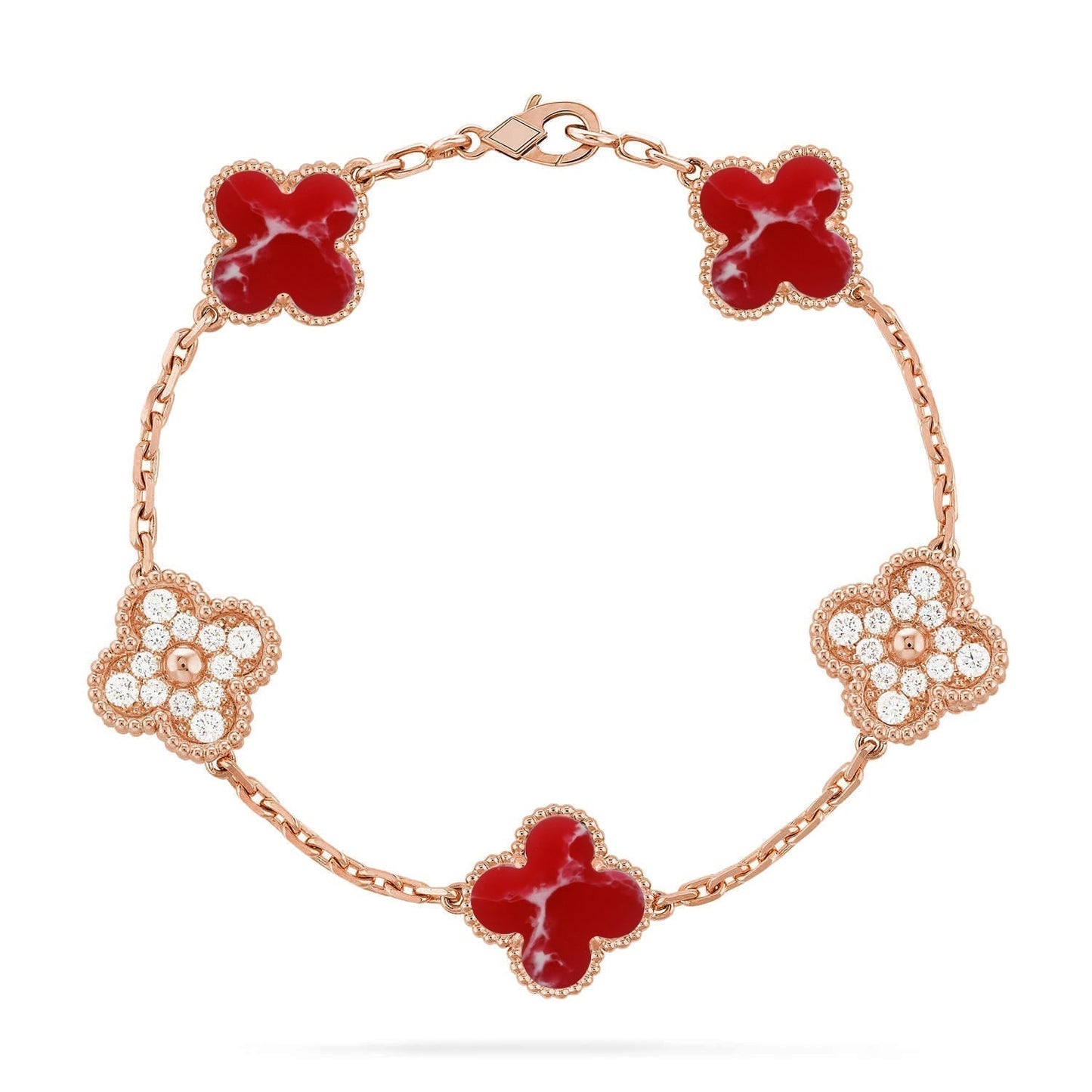 [Shinejoy]CLOVER 5 MOTIF RED PATTERN BRACELET COLLECTION