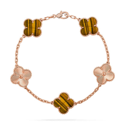 [Shinejoy] CLOVER 5 MOTIFS TIGER EYE BRACELET COLLECTION