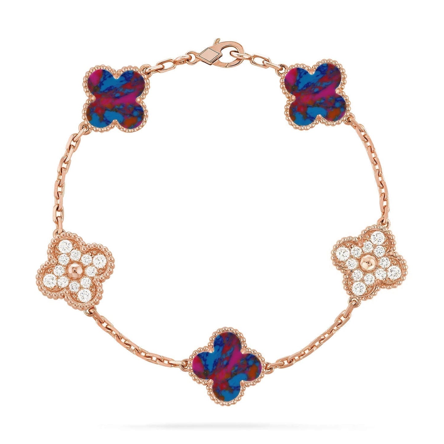 [Shinejoy]CLOVER 5 MOTIF COLOR GEMSTONES BRACELET COLLECTION