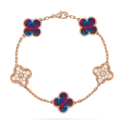 [Shinejoy]CLOVER 5 MOTIF COLOR GEMSTONES BRACELET COLLECTION