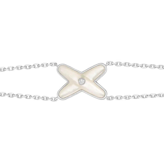 [Shinejoy]JEUX BRACELET WHITE MOP SILVER 1 DIAMOND
