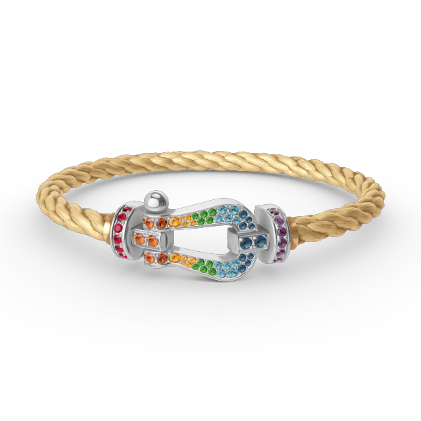 [Shinejoy]FORC LARGE HORSESHOE  COLORED DIAMOND BRACELET SILVER