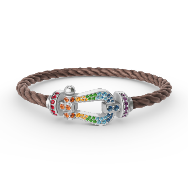 [Shinejoy]FORC LARGE HORSESHOE  COLORED DIAMOND BRACELET SILVER