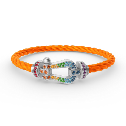 [Shinejoy]FORC LARGE HORSESHOE  COLORED DIAMOND BRACELET SILVER