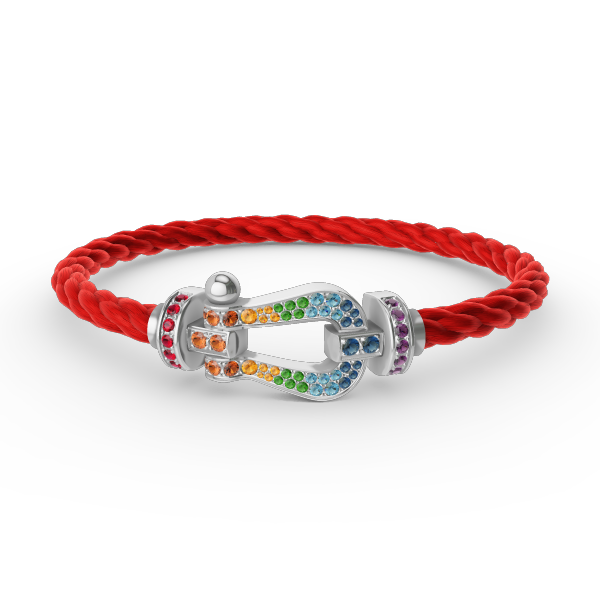 [Shinejoy]FORC LARGE HORSESHOE  COLORED DIAMOND BRACELET SILVER