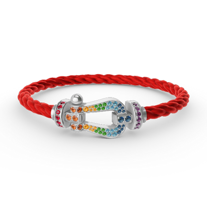 [Shinejoy]FORC LARGE HORSESHOE  COLORED DIAMOND BRACELET SILVER